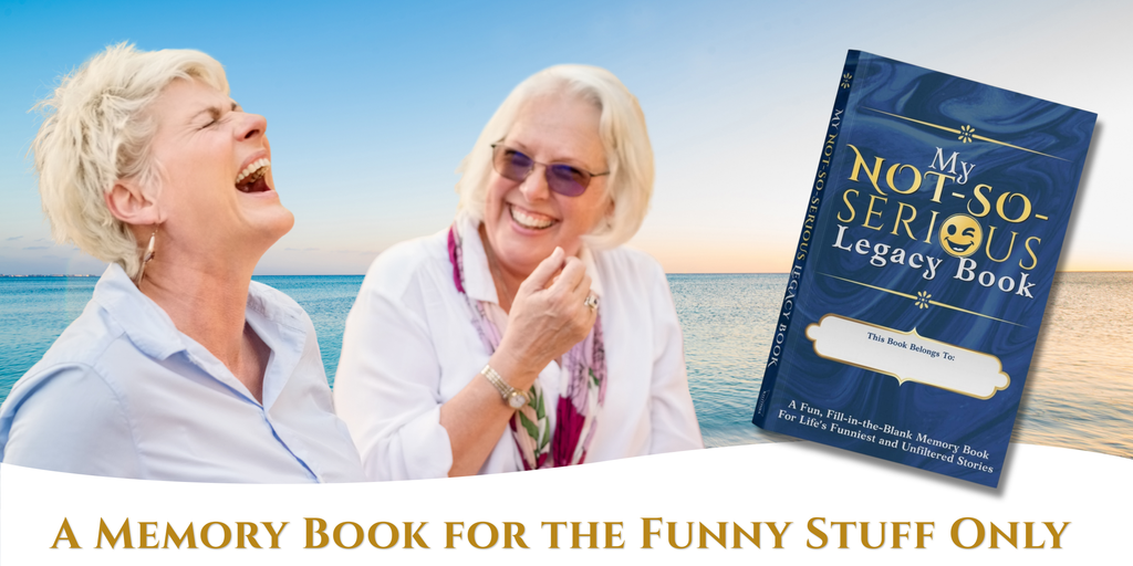 My Not-So-Serious Legacy Book cover - an elegant gold-accented blue hardcover novelty keepsake journal.